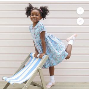 Rachel Riley Blue Floral Button Front Dress 6Y NWOT